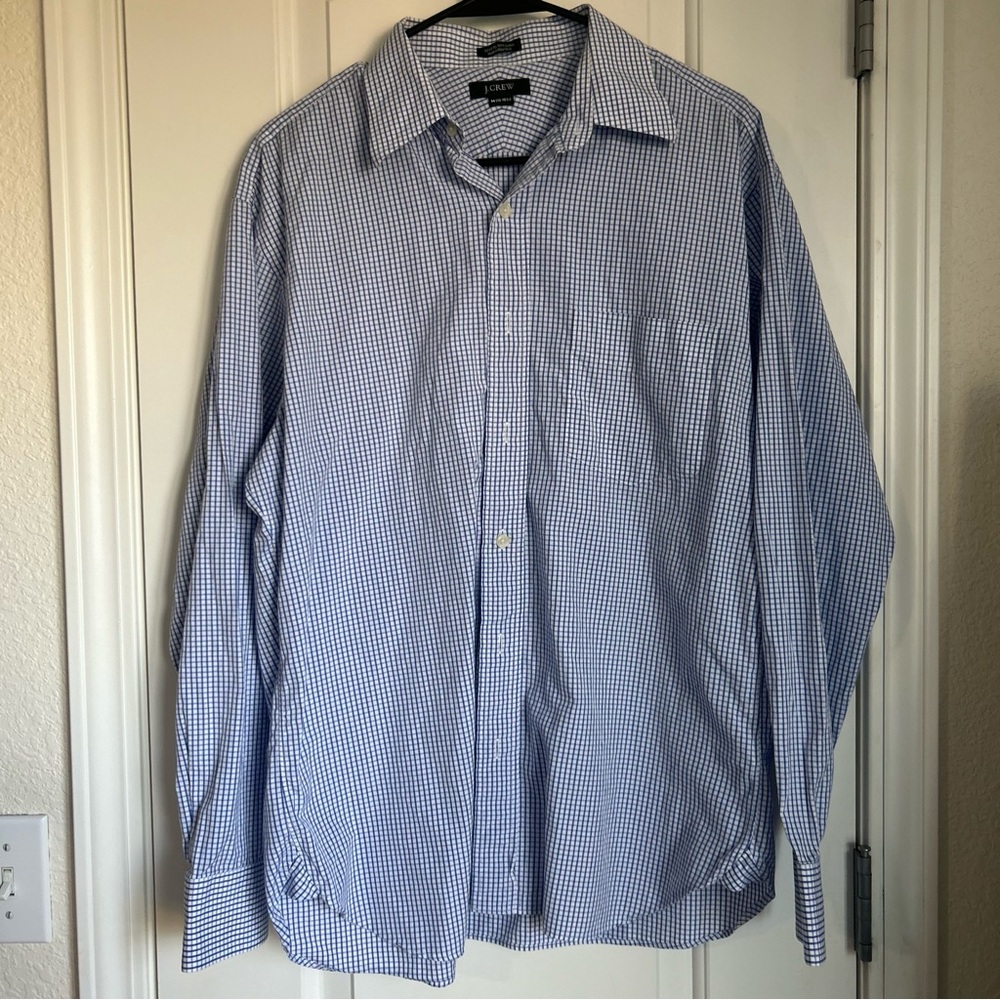 J. Crew Men’s Blue Plaid Button Down Dress Shirt - Size M 15-15.5